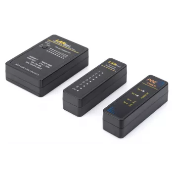 DIGITUS Kabeltester, Netzwerk, RJ45, BNC Hauptgerät, Remote-Einheit, PoE-Tester, mit Koffer