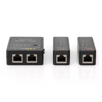 DIGITUS Kabeltester, Netzwerk, RJ45, BNC Hauptgerät, Remote-Einheit, PoE-Tester, mit Koffer