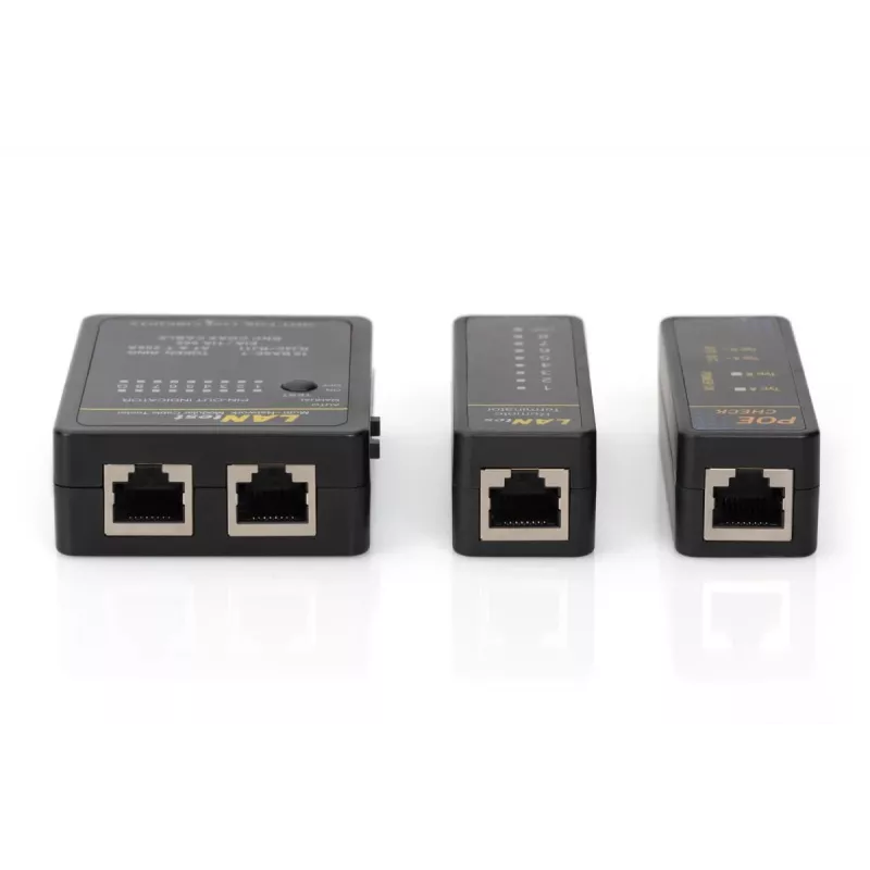 DIGITUS Kabeltester, Netzwerk, RJ45, BNC Hauptgerät, Remote-Einheit, PoE-Tester, mit Koffer