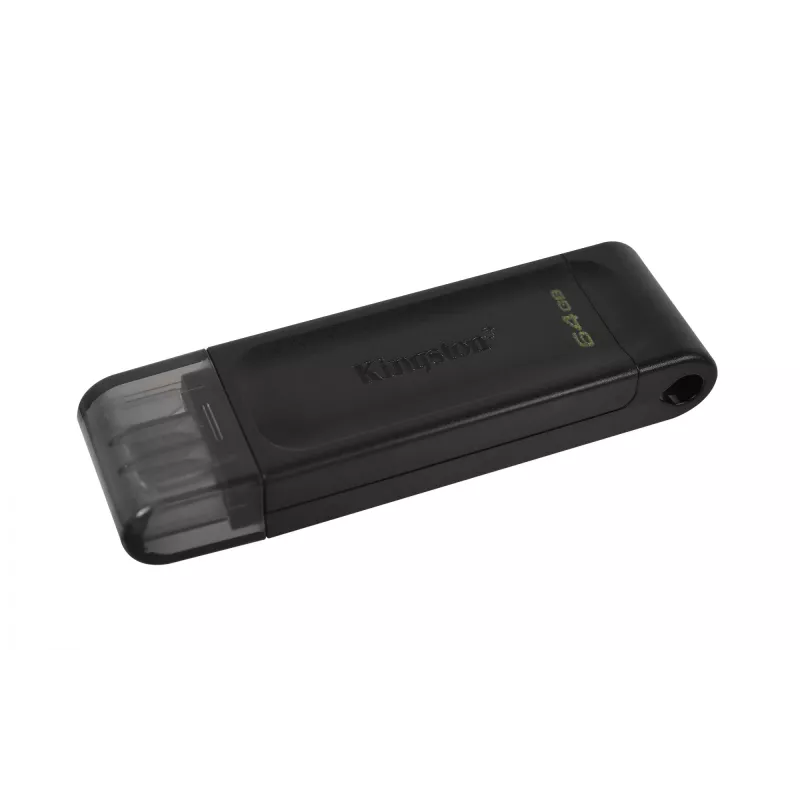 Kingston Technology DataTraveler 64GB USB-C 3.2 Gen 1 70, 64 GB, USB Type-C, 3.2 Gen 1 (3.1 Gen 1), Cap, 7 g, Schwarz