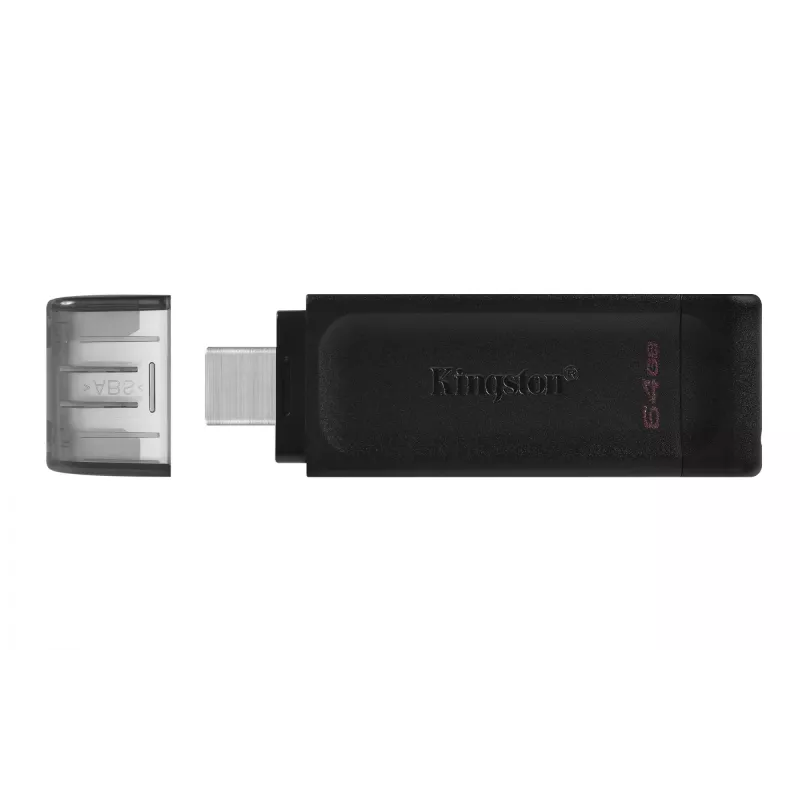 Kingston Technology DataTraveler 64GB USB-C 3.2 Gen 1 70, 64 GB, USB Type-C, 3.2 Gen 1 (3.1 Gen 1), Cap, 7 g, Schwarz