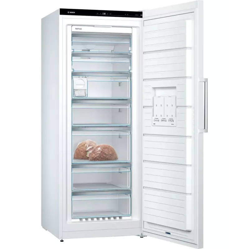 Standgefrierschrank Bosch Serie 6 GSN54AWDV — 328 L netto, NoFrost, FastFreeze, LED-Display, Weiß