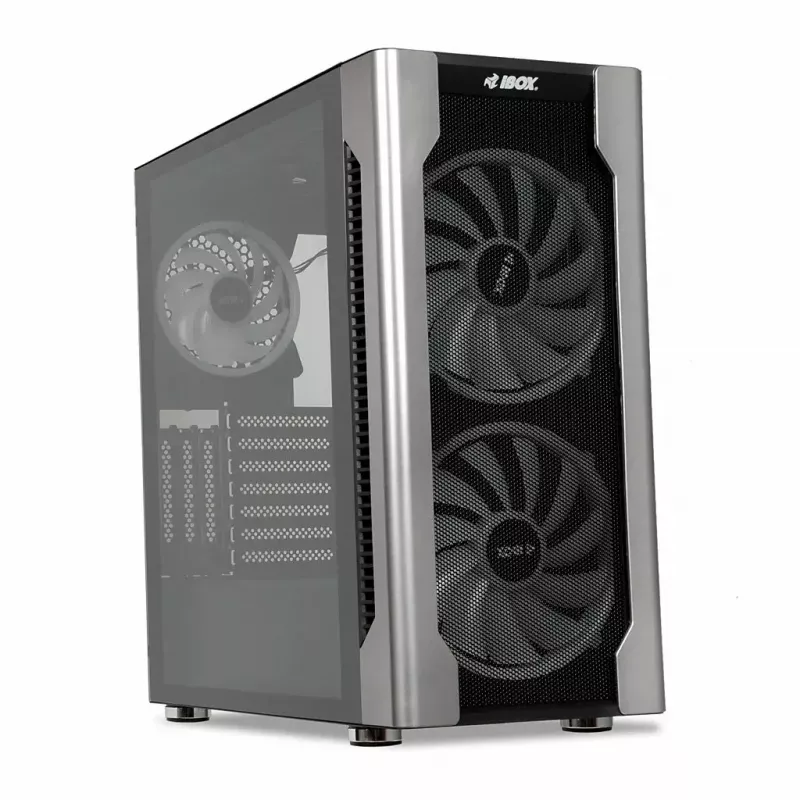 PC-Gehäuse IBOX Chiron ZH68 Gaming, ATX Midi-Tower, EATX-Support, schwarz, Seitenfenster, Beleuchtung