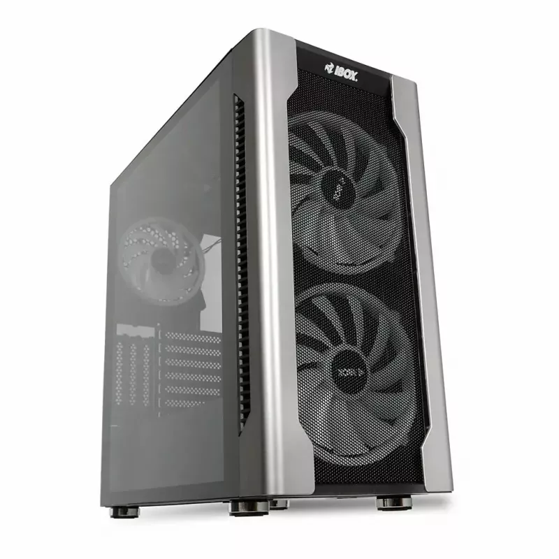 PC-Gehäuse IBOX Chiron ZH68 Gaming, ATX Midi-Tower, EATX-Support, schwarz, Seitenfenster, Beleuchtung