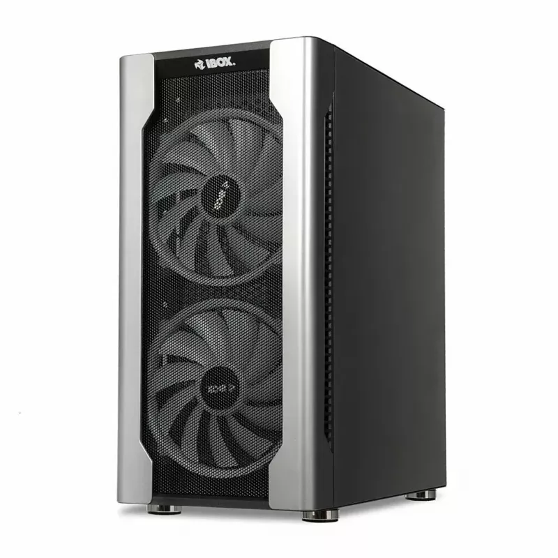 PC-Gehäuse IBOX Chiron ZH68 Gaming, ATX Midi-Tower, EATX-Support, schwarz, Seitenfenster, Beleuchtung