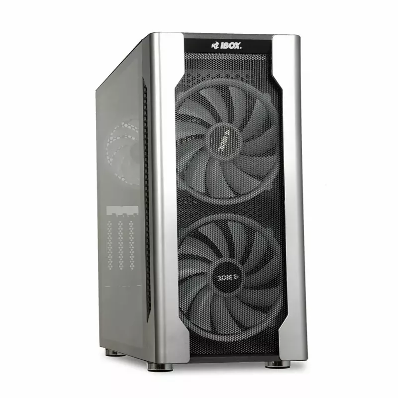 PC-Gehäuse IBOX Chiron ZH68 Gaming, ATX Midi-Tower, EATX-Support, schwarz, Seitenfenster, Beleuchtung