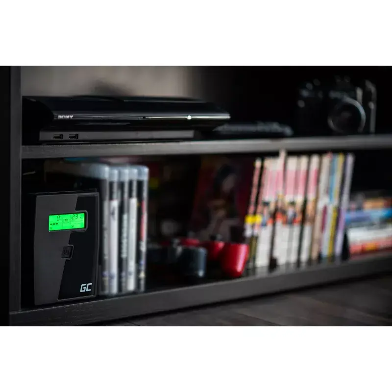 Unterbrechungsfreie Stromversorgung Grün Cell UPS08 — Line-Interactive 700 W / 230 V, 4× IEC-Steckdosen, USB, RJ-45, 12 V 7 Ah Akku, Tower, schwarz