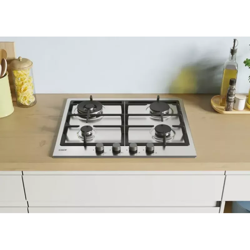 Candy Idea CHG6BR4WX Edelstahl Einbau-Gaskochfeld 60 cm 4 Zonen