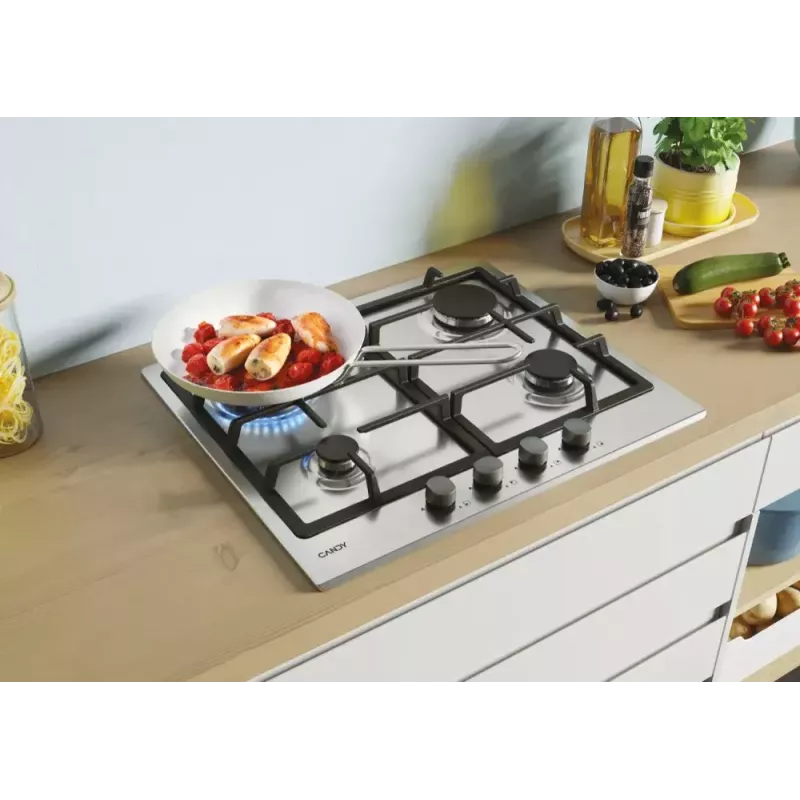 Candy Idea CHG6BR4WX Edelstahl Einbau-Gaskochfeld 60 cm 4 Zonen