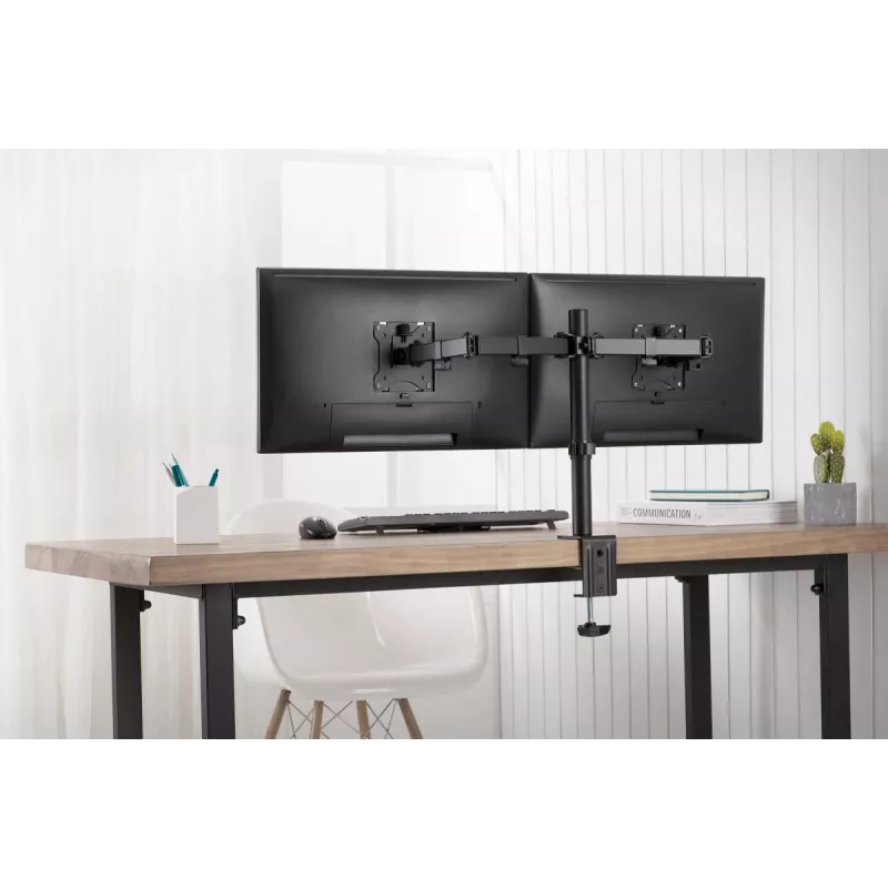 DIGITUS Univer.dual Monitor Clamp Mount 17-32in 2x 8kg (max.) Schwarz