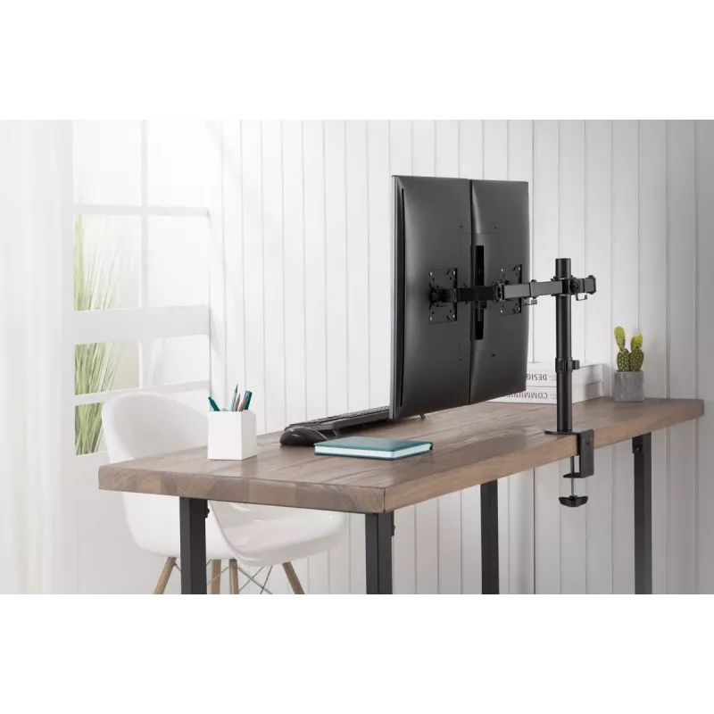 DIGITUS Univer.dual Monitor Clamp Mount 17-32in 2x 8kg (max.) Schwarz