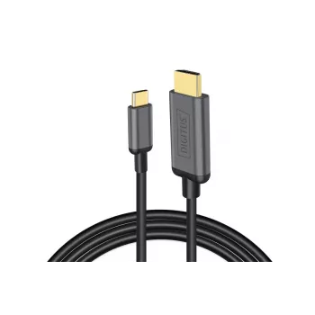 DIGITUS USB-C-auf-HDMI-Adapterkabel, 4K/30 Hz, 1,8 m, Schwarz