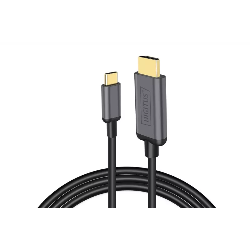DIGITUS USB-C - HDMI Adapter, 2m 4K/30Hz, schwarz, Metallgehäuse
