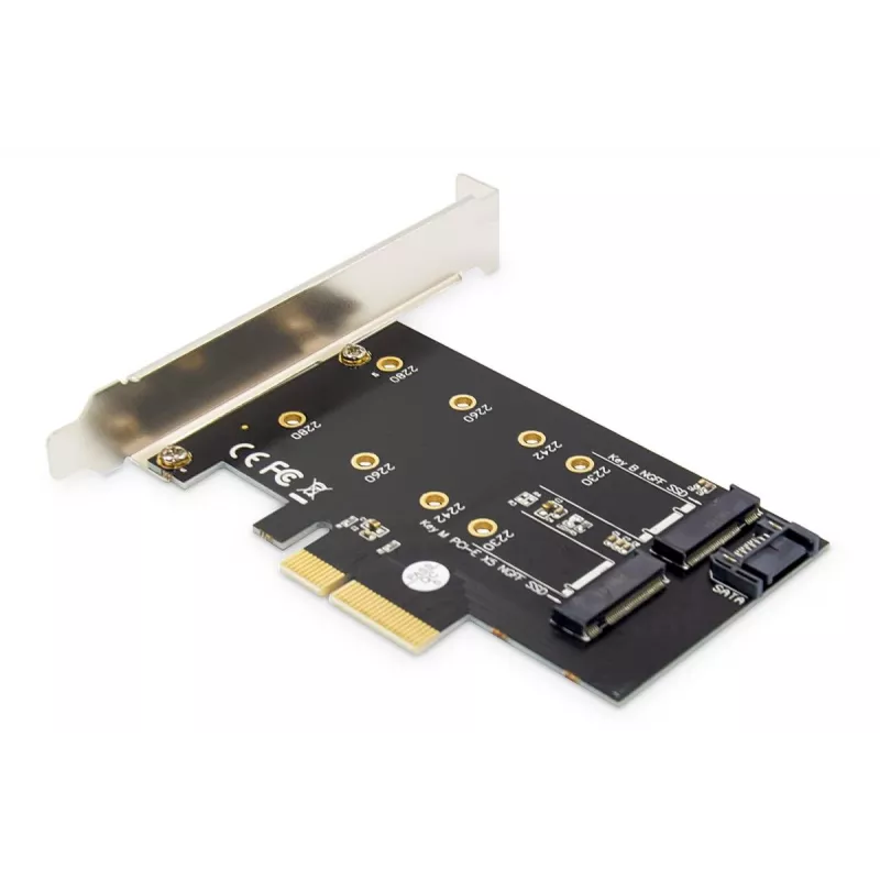 DIGITUS M.2 NGFF/NVMe SSD PCI-Express-Erweiterungskarte unterstützt B-, M- und B+M-Key, Größen 80, 60, 42 und 30 mm