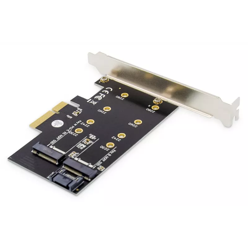 DIGITUS M.2 NGFF/NVMe SSD PCI-Express-Erweiterungskarte unterstützt B-, M- und B+M-Key, Größen 80, 60, 42 und 30 mm