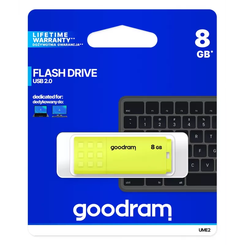 USB-Stick GOODRAM UME2 8 GB USB 2.0 Typ-A, gelb, Kappendesign