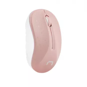 Wireless RF Optical Maus NATEC Toucan Office — Ambidextrous, 1600 DPI, 3 Buttons, Wheel, White/Pink