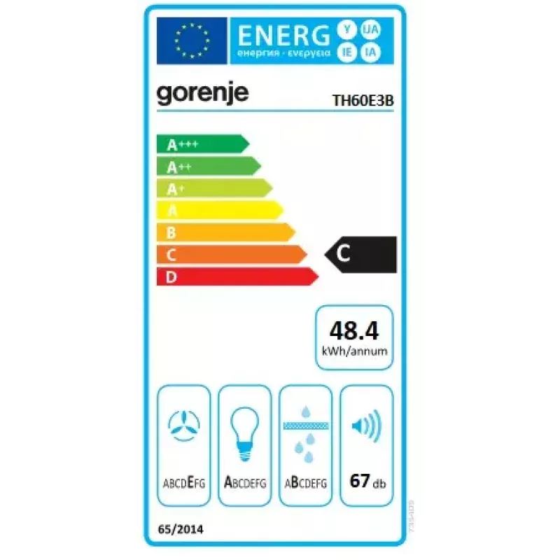 Gorenje TH60E3B Dunstabzugshaube Unterbau (Ausziehbar) Schwarz 350 m³/h