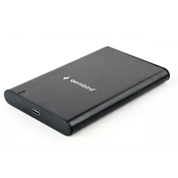 GEMBIRD USB 3.1 2,5-Zoll SATA HDD-Gehäuse mit Typ-C-Anschluss, gebürstetes Aluminium - Schwarz