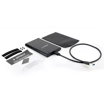 GEMBIRD USB 3.1 2,5-Zoll SATA HDD-Gehäuse mit Typ-C-Anschluss, gebürstetes Aluminium - Schwarz