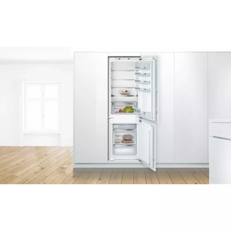 Einbau-Kühl-Gefrierkombination Bosch Serie 6 KIS86AFE0, 266 L Gesamt, 192 L Kühlteil, 74 L Gefrierteil unten, Touch-Bedienung, Türanschlag wechselbar