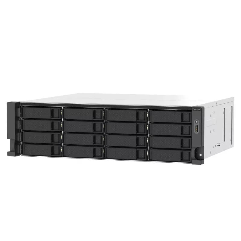 QNAP TS-1673AU-RP-16G NAS/Storage Server Rack (3U) Ryzen Embedded V1500B 16 GB DDR4 0 TB QNAP QTS Schwarz, Grau