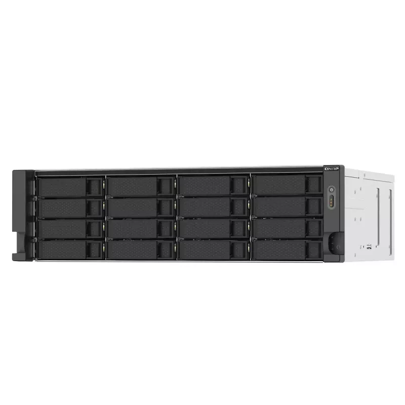 QNAP TS-1673AU-RP-16G NAS/Storage Server Rack (3U) Ryzen Embedded V1500B 16 GB DDR4 0 TB QNAP QTS Schwarz, Grau
