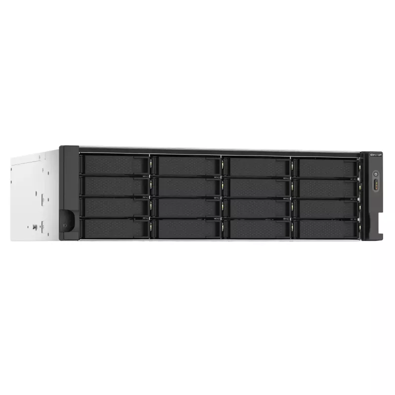 QNAP TS-1673AU-RP-16G NAS/Storage Server Rack (3U) Ryzen Embedded V1500B 16 GB DDR4 0 TB QNAP QTS Schwarz, Grau