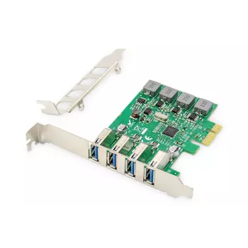 DIGITUS USB PCIe Erweiterungskarte USB 3.0, 4-Port A/F, Chipsatz: VL805, selbstversorgt