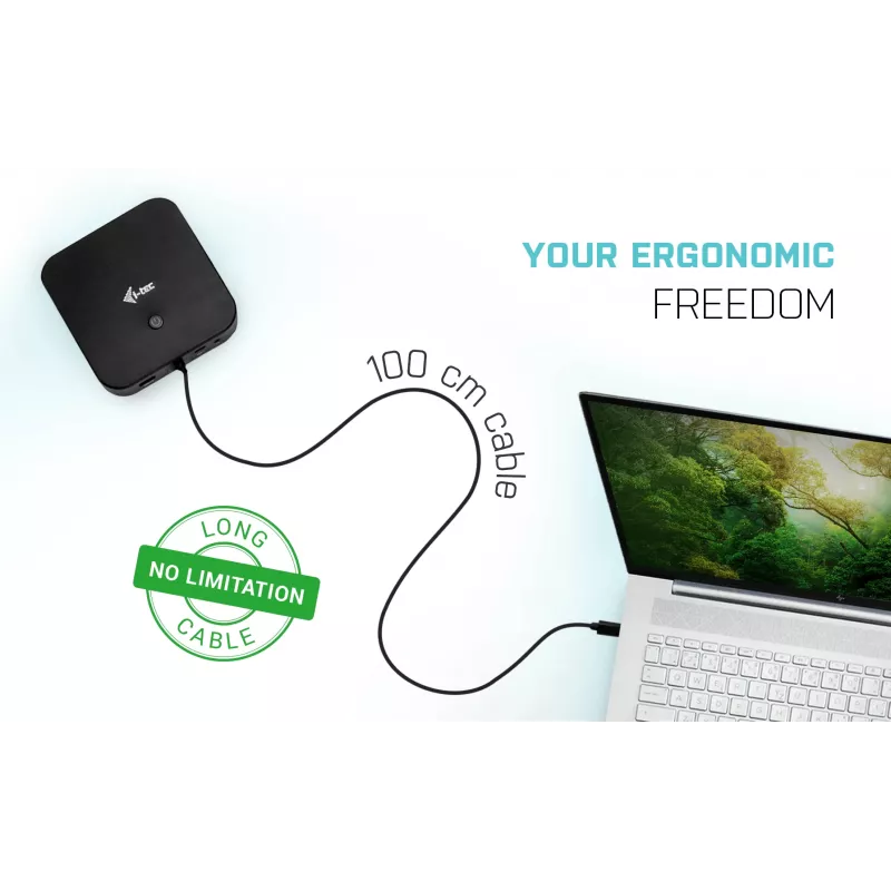 i-tec USB-C Dual Display Docking Station mit Power Delivery 100 W + Universal-Ladegerät 100 W