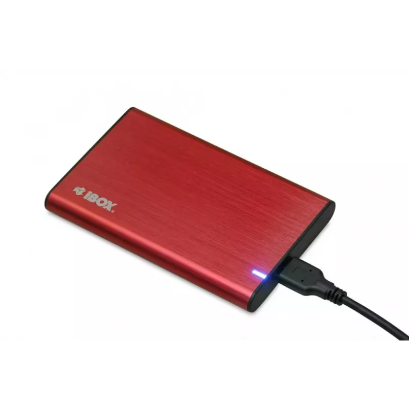HDD/SSD-Gehäuse IBOX HD-05 Rot 2,5 Zoll — USB 3.2 Gen 1 (5 Gbit/s), JMicron JMS578, bis zu 10 TB