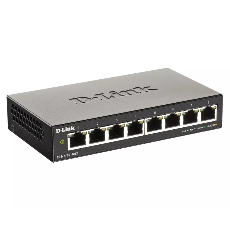 D-Link DGS-1100-08V2 Managed L2 Gigabit Ethernet (10/100/1000) Schwarz