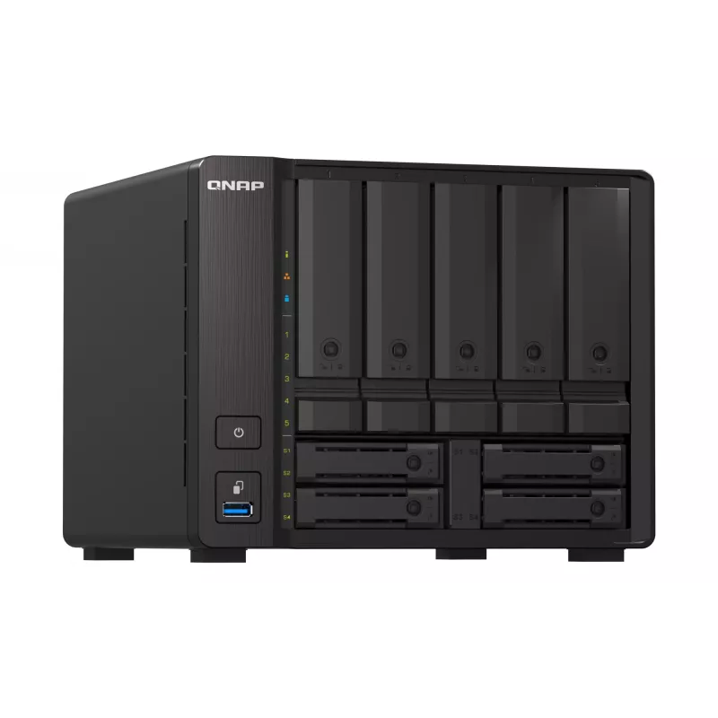 QNAP TS-H973AX NAS Tower Ryzen Embedded V1500B 32 GB DDR4 0 TB QuTS hero Schwarz