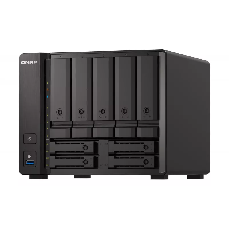 QNAP TS-H973AX NAS Tower Ryzen Embedded V1500B 32 GB DDR4 0 TB QuTS hero Schwarz