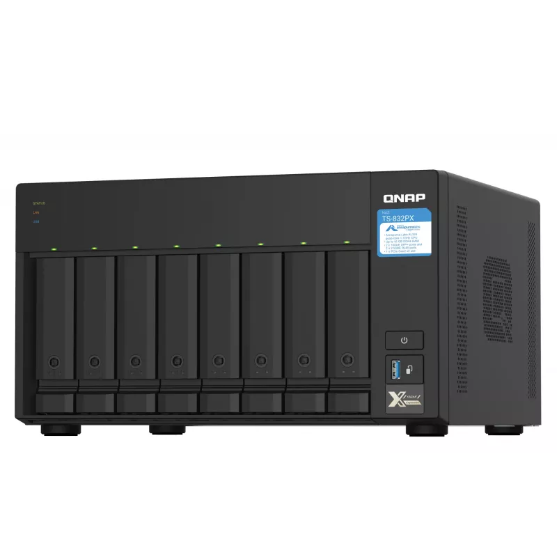 QNAP TS-832PX NAS Tower Annapurna Labs AL324 4 GB DDR4 0 TB QNAP Turbo System Aluminium, Schwarz