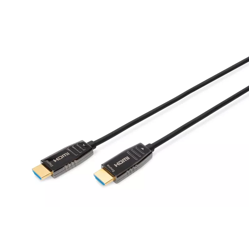 DIGITUS HDMI AOC Hybrid-Faser-Verbindungskabel, Typ A Stecker/Stecker, 15m, UHD 8K@60Hz, CE, schwarz