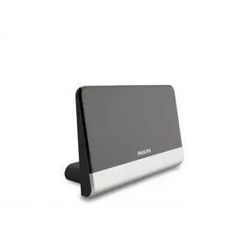 Philips SDV6222/12 Zimmerantenne für digitales Fernsehen, aktiv verstärkt, Verstärkung 48, FM/UHF/VHF, 3G/4G/LTE-Filter, 75 Ohm, 1,8 m, schwarz