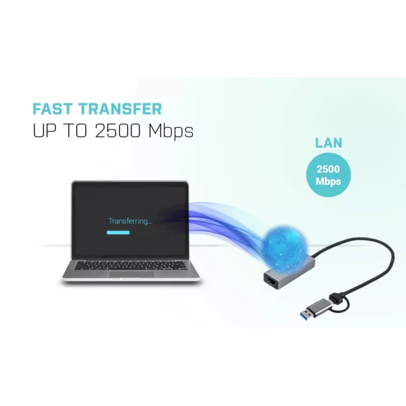 “i-tec Metal USB-C/USB-A 2.5Gbps Ethernet” Adapter, kabelgebunden, USB Type-A/USB Type-C, Ethernet, 2500 Mbit/s, Grau