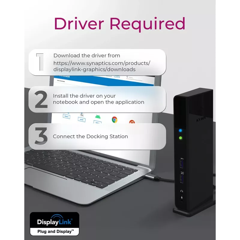 ICY BOX IB-DK2251AC Kabelgebunden USB 3.2 Gen 2 (3.1 Gen 2) Type-A Schwarz
