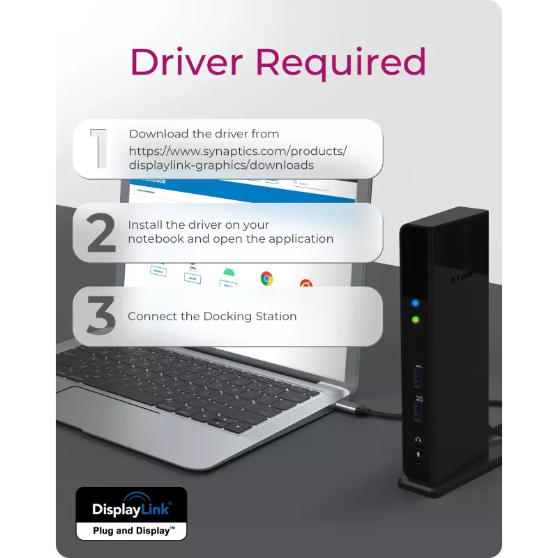 ICY BOX IB-DK2251AC Kabelgebunden USB 3.2 Gen 2 (3.1 Gen 2) Type-A Schwarz