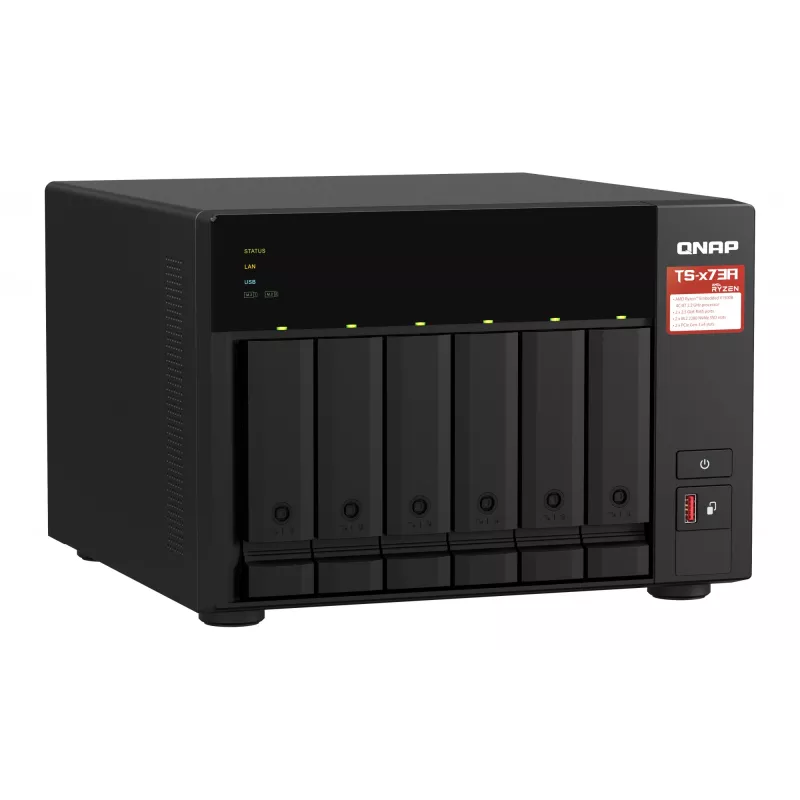 QNAP TS-673A NAS Tower Ryzen Embedded V1500B 8 GB DDR4 0 TB QNAP Turbo System Schwarz