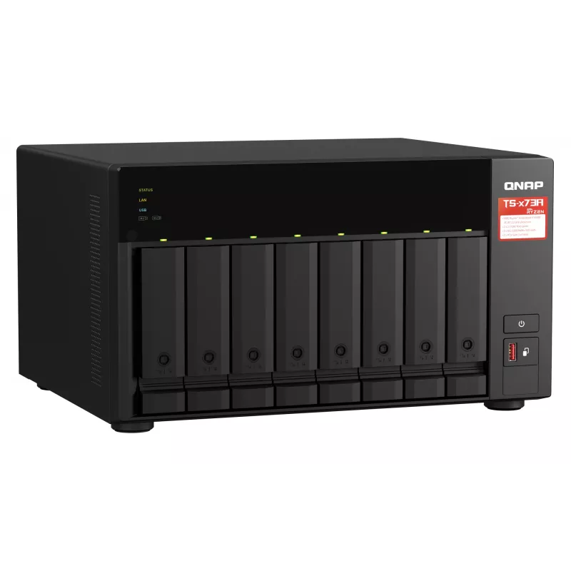 QNAP TS-873A NAS Tower Ryzen Embedded V1500B 8 GB DDR4 0 TB QNAP Turbo System Schwarz