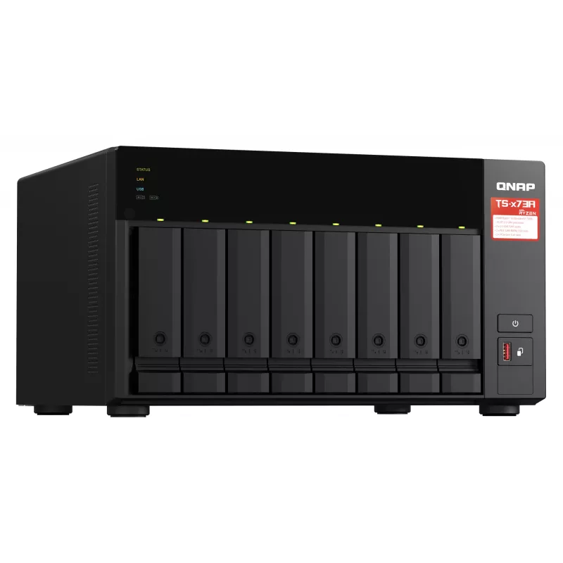 QNAP TS-873A NAS Tower Ryzen Embedded V1500B 8 GB DDR4 0 TB QNAP Turbo System Schwarz