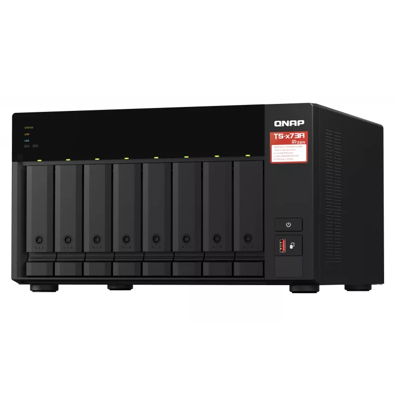 QNAP TS-873A NAS Tower Ryzen Embedded V1500B 8 GB DDR4 0 TB QNAP Turbo System Schwarz