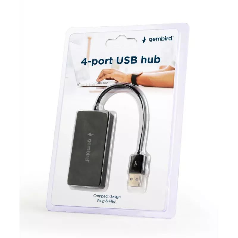 USB-Hub Gembird UHB-U2P4-04 – 4-Port USB 2.0, Plug-and-Play, schwarz, 480 Mbit/s