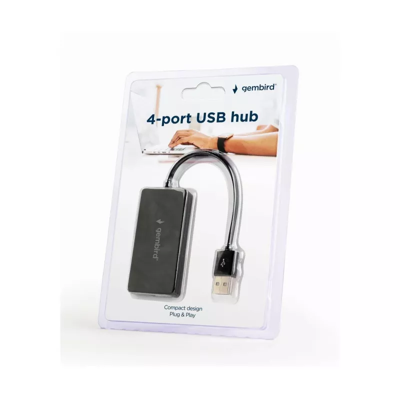 USB-Hub Gembird UHB-U2P4-04 – 4-Port USB 2.0, Plug-and-Play, schwarz, 480 Mbit/s