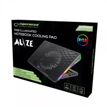 Notebook-Kühlpad ESPERANZA EGC101 — 1 Lüfter 18 cm, 76 cfm, 800 U/min, 5 Höhenpositionen, LCD, USB-betrieben