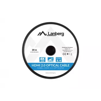 HDMI-Kabel LANBERG CA-HDMI-20FB-0200-BK 20 m, HDMI 2.0, Typ A Stecker–Stecker, 18 Gbit/s, 4K@60Hz (3840×2160), HDR, ARC, Ethernet