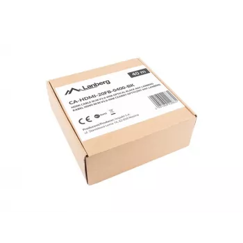 HDMI-Kabel LANBERG CA-HDMI-20FB-0400-BK — 40 m, HDMI 2.0 Typ A Stecker–Stecker, 18 Gbit/s, 4K@144Hz, HDR, ARC, Ethernet