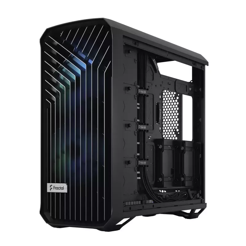 PC-Tower-Gehäuse Fractal Design Torrent Tower Black – unterstützt ATX/EATX/ITX, 2x180-mm-Frontlüfter, 2x3,5-Zoll-Einschübe, 4x2,5-Zoll-Einschübe, gehärtetes Glas
